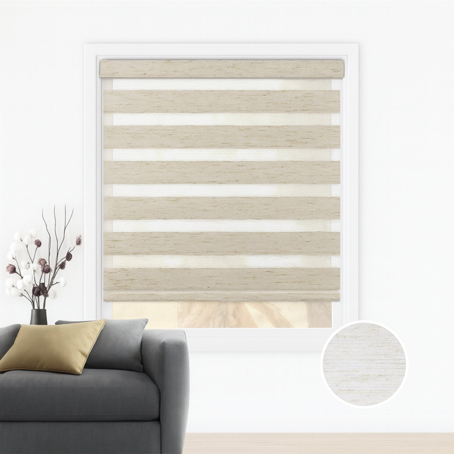Beige natural duo rolgordijn - lichtdoorlatend - DE8-001