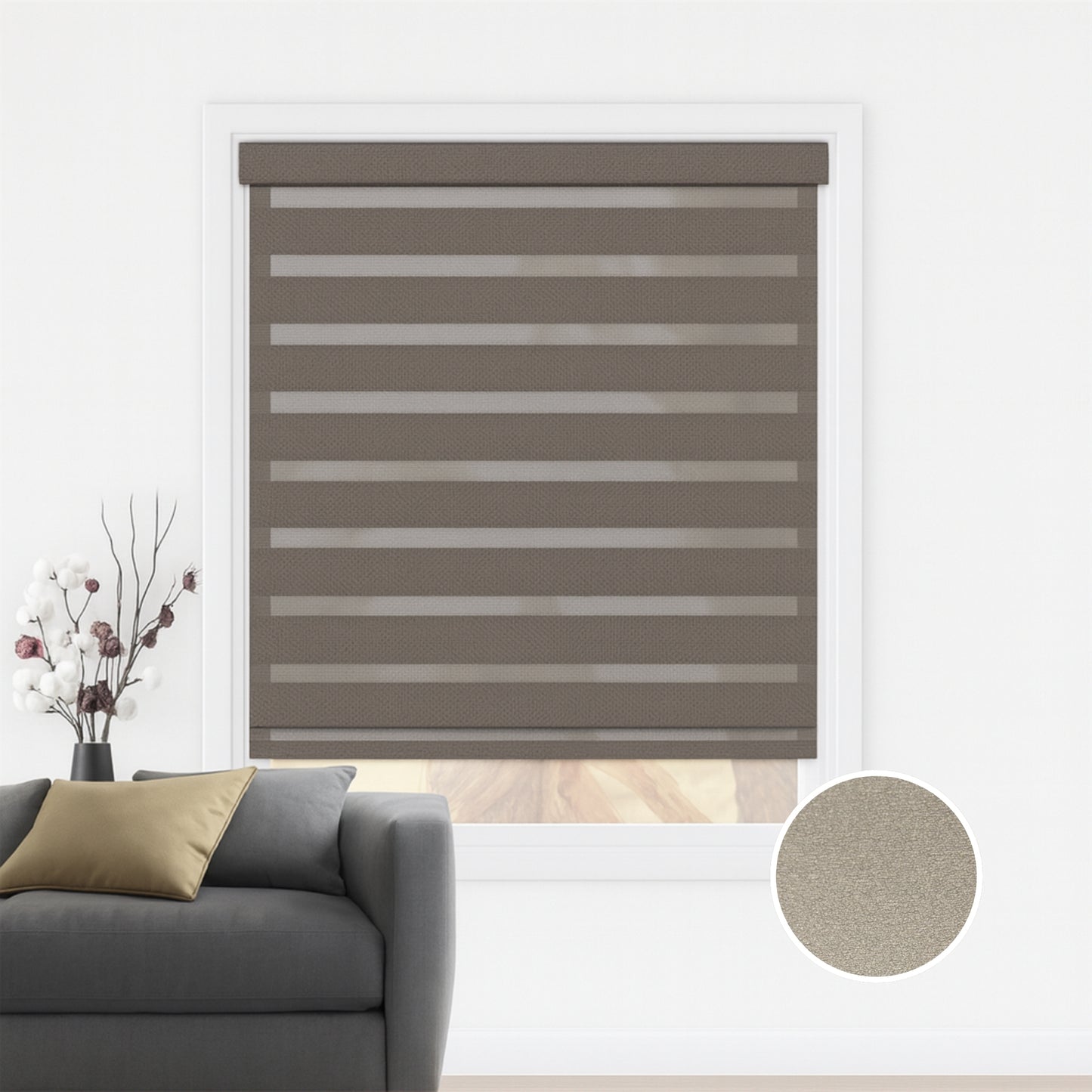 Taupe duo rolgordijn - lichtdoorlatend - DE21-003