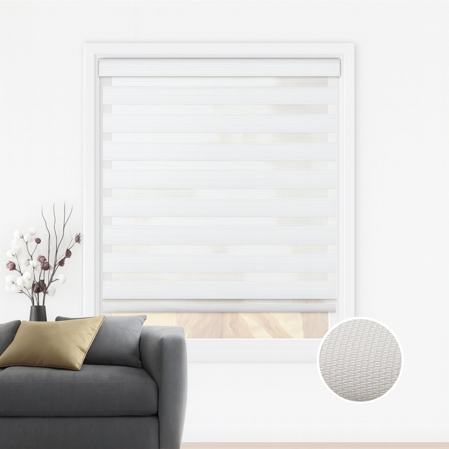 White mesh duo rolgordijn - lichtdoorlatend - DE3-001