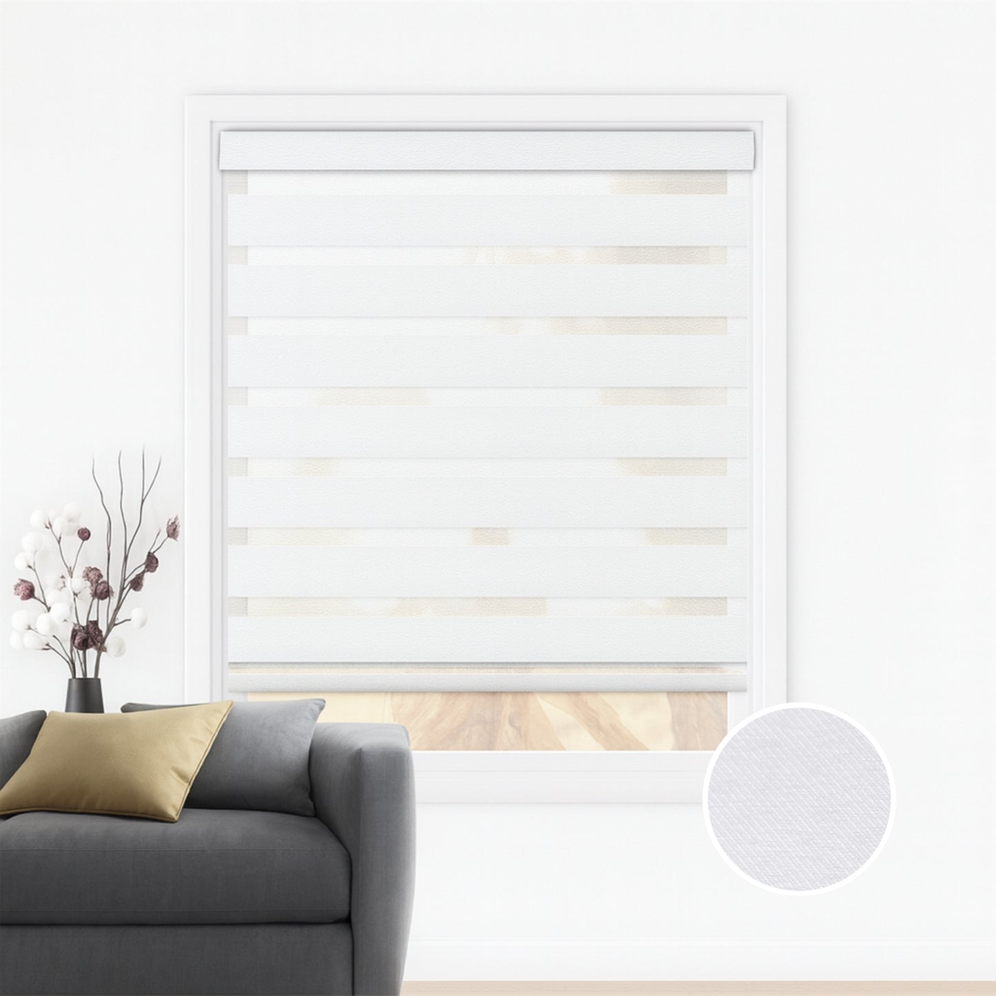 White textured duo rolgordijn - lichtdoorlatend - DE6-001