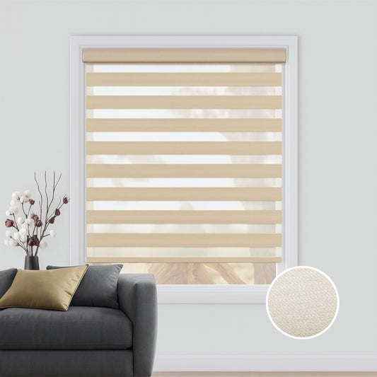 Beige duo rolgordijn - lichtdoorlatend - DE1-002
