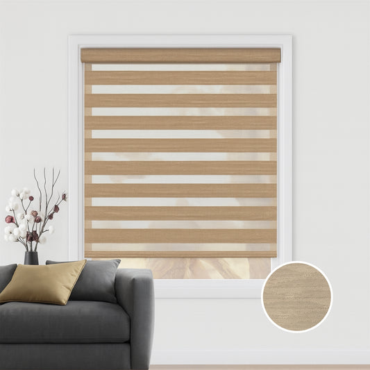 Beige natural duo rolgordijn - lichtdoorlatend - DE14-003