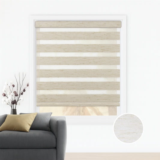 Beige natural duo rolgordijn - lichtdoorlatend - DE8-001