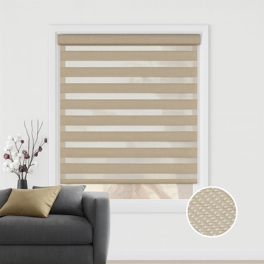 Beige patterned duo rolgordijn - lichtdoorlatend - DE15-002