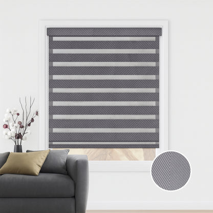 Herringbone grey duo rolgordijn - lichtdoorlatend - DE18-003