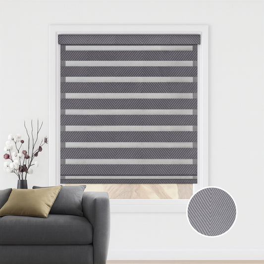 Herringbone grey duo rolgordijn - lichtdoorlatend - DE18-003