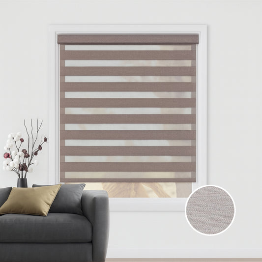 Taupe duo rolgordijn - lichtdoorlatend - DE11-003