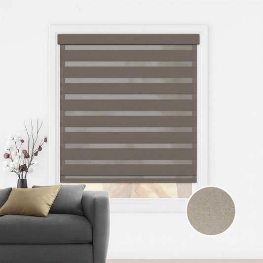 Taupe duo rolgordijn - lichtdoorlatend - DE21-003