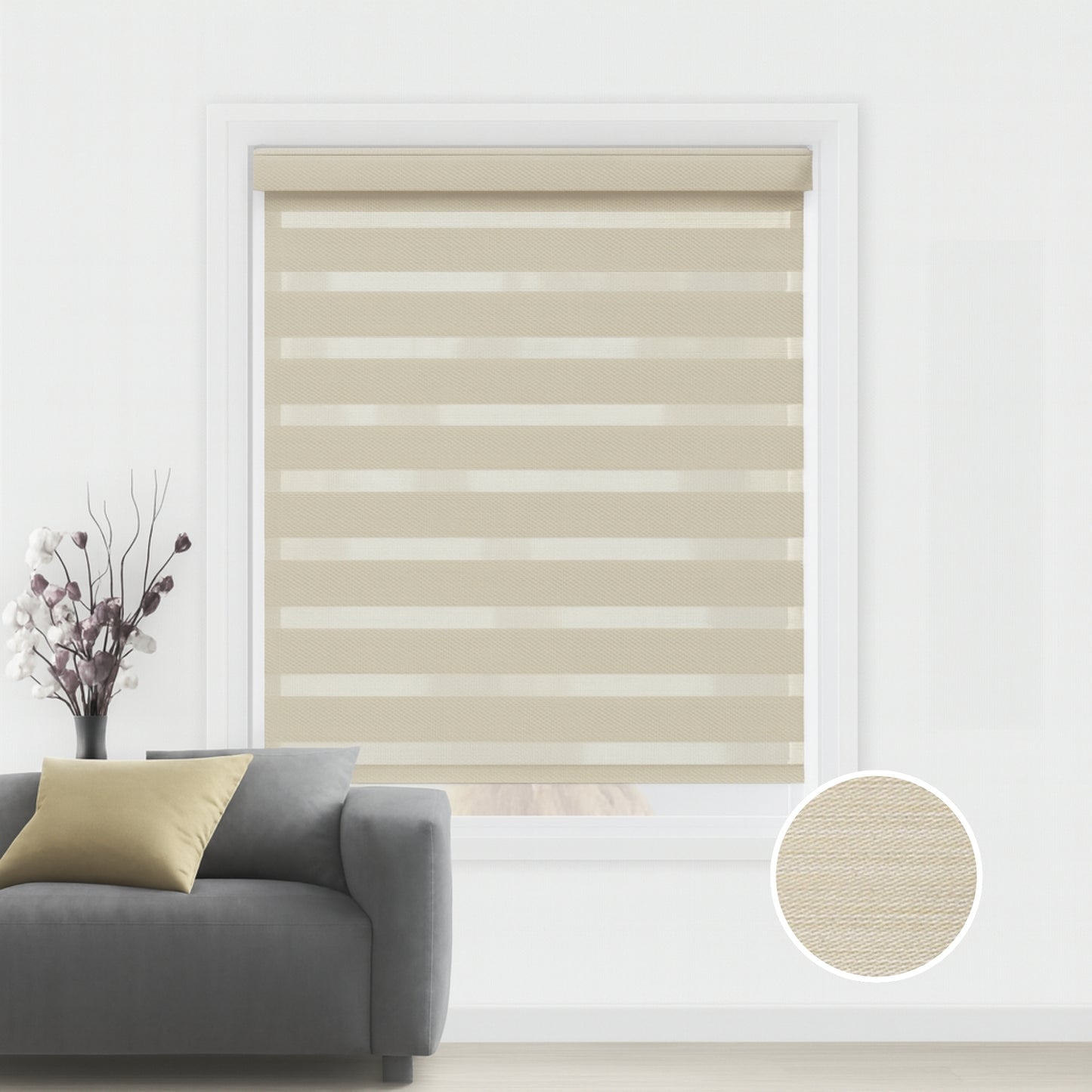 Warm Beige duo rolgordijn - verduisterend - DB5-003