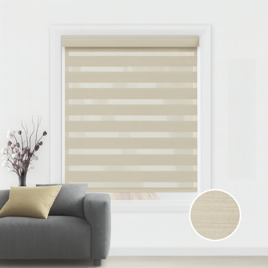 Warm Beige duo rolgordijn - verduisterend - DB5-003